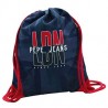 SACCA CON SPALLACCI PEPE JEANS LONDON ORIGINAL COLORE BLU E ROSSA 35X44CM.100% POLIESTERE