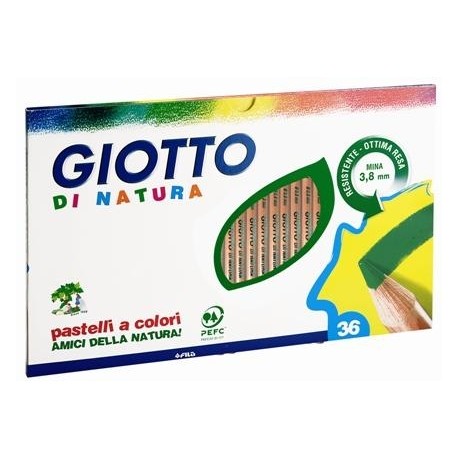 ASTUCCIO PASTELLI LEGNO GIOTTO NATURA 36 COLORI VIVACI MINA RICCA E RESISTENTE DA 3,8MM.QUALITA" SUPERIORE COD.24088