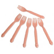 SET 6 FORCHETTE IN PLASTICA 16CM.COLOR CARNE PECKER PARTY FAVORS PENE SEXY ARTICOLI PER FESTE ADDIO AL NUBILATO C.3976