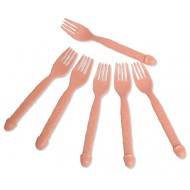 SET 6 FORCHETTE IN PLASTICA 16CM.COLOR CARNE PECKER PARTY FAVORS PENE SEXY ARTICOLI PER FESTE ADDIO AL NUBILATO C.3976