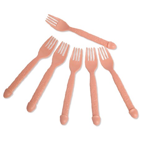 SET 6 FORCHETTE IN PLASTICA 16CM.COLOR CARNE PECKER PARTY FAVORS PENE SEXY ARTICOLI PER FESTE ADDIO AL NUBILATO C.3976