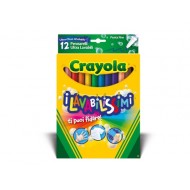 I LAVABILISSIMI CRAYOLA BLISTER12 PENNARELLI ULTRA LAVABILI DA SUPERFICI NON POROSE/PELLE/VESTITI PUNTA FINE TOP QUALITY