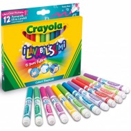 I LAVABILISSIMI CRAYOLA 12 PENNARELLI ULTRA LAVABILI DA SUPERFICI NON POROSE/PELLE/VESTITI PUNTA MAXI COLORI TROPICALI