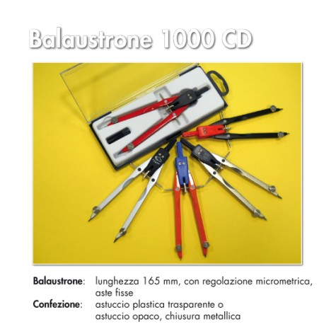 BALAUSTRONE PER DISEGNO TECNICO SCUOLA + MINE.ART.1011 CROTTI TOP QUALITY MADE IN ITALY IN BOX TRASPARENTE RIGIDO