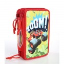 ASTUCCIO SCUOLA 3 ZIP COMPLETO ORGANIZZATO BLAZE E LE MEGA MACCHINE ORIGINAL NICKELODEON TRATTO CANC.GIOTTO FILA 41PZ.