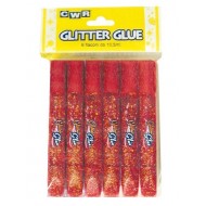 BLISTER 6 TUBETTI COLLA GLITTER ROSSA DA 10,5 ML.NON TOSSICO