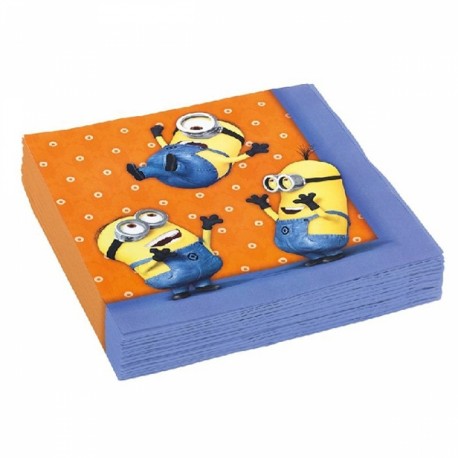 TOVAGLIOLI CARTA 33X33CM.20 PEZZI MINIONS ORIGINAL COLORE ARANCIO DOPPIO VELO PER FESTE DI COMPLEANNO E PARTY VARI