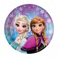 PIATTI PICCOLI DI CARTA DECORATI FROZEN NORTHERN LIGHT DISNEY ORIGINAL 20CM.CONFEZ.DA 8 PZ.