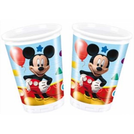 BICCHIERI IN PLASTICA DECORATI MICKEY PLAYFUL DISNEY ORIGINAL CONFEZIONE DA 8 PEZZI 2OOCC.