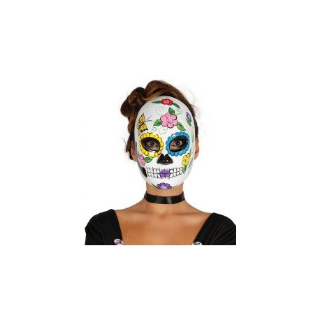 MASCHERA DELLA MORTE MUJER RIGIDA DECORATA FIORI E FARFALLE PER FESTE DI HALLOWEEN/CARNEVALE E PARTY A TEMA
