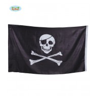 BANDIERA CON STAMPA PIRATA NERA 90X150CM.100%POLIESTER.DECORAZIONI PER FESTE DI HALLOWEEN/CARNEVALE E PARTY A TEMA