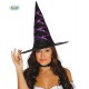 CAPPELLO NERO STRAGA CON APPLICAZIONI NASTRO VIOLA PER FESTE DI HALLOWEEN/CARNEVALE E PARTY A TEMA 100%POLIESTER