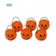 BLISTER 6 ZUCCHE IN PLASTICA DA 7CM.ARTICOLI DECORATIVI PER FESTE DI HALLOWEEN E PARTY A TEMA