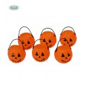 BLISTER 6 ZUCCHE IN PLASTICA DA 7CM.ARTICOLI DECORATIVI PER FESTE DI HALLOWEEN E PARTY A TEMA