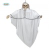 BUSTO SCHELETRO FANTASMA CON VESTITO BIANCOINCATENATO CON LUCI ARTICOLI DECORATIVI PER FESTE DI HALLOWEEN/CARNEVALE