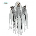 BUSTO PICCOLO SCHELETRO IN PLASTICA VESTITO DI BIANCO CON APPENDIBILE ARTICOLI DECORATIVI X FESTE DI HALLOWEEN E PARTY