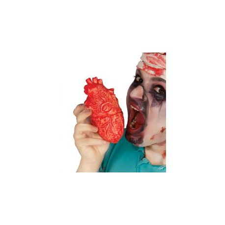 (ORGANO UMANO)CUORE 17CM.INSANGUINATO IN GOMMA MORBIDA ARTICOLO DECORATIVO PER FESTE DI HALLOWEEN E PARTY A TEMA