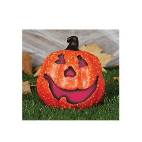 ZUCCA LEGGERA IN PLASTICA 15CM.CON LUCI MULTICOLOR LAMPEGGIANTI ARTIC.DECORATIVO PER FESTE E ALLESTIMENTI DI HALLOWEEN