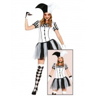 COSTUME ARLECCHINA ADULTA TAGL.M VESTITO E CAPPELLO X FESTE E TRAVESTIMENTI DI HALLOWEEN/CARNEVALE E PARTY A TEMA