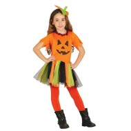 COSTUME ZUCCA BAMBINA 5/6 ANNI VESTITO E DIADEMA PER FESTE E TRAVESTIMENTI DI HALLOWEEN/CARNEVALE.PRETTY PUMKIN