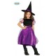 COSTUME STREGA BABY 7/9 ANNI COMPLETO VESTITO E CAPPELLO PER FESTE E TRAVESTIMENTI HALLOWEEN/CARNEVALE E PARTY A TEMA