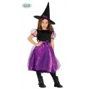 COSTUME STREGA BABY 7/9 ANNI COMPLETO VESTITO E CAPPELLO PER FESTE E TRAVESTIMENTI HALLOWEEN/CARNEVALE E PARTY A TEMA