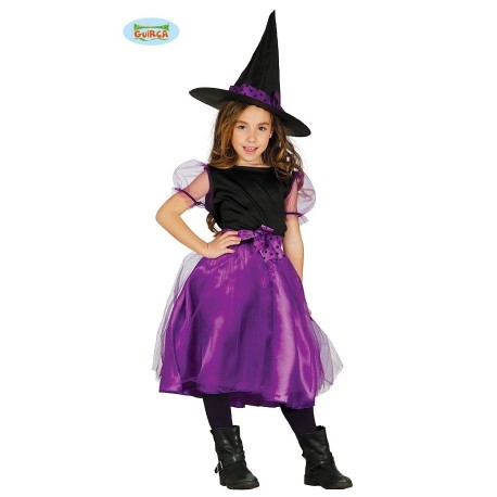 COSTUME STREGA BABY 10/12 ANNI COMPLETO VESTITO E CAPPELLO X FESTE E TRAVESTIMENTI DI HALLOWEEN/CARNEVALE E FESTE A TEMA