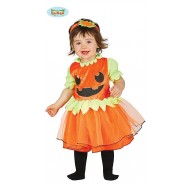 COSTUME ZUCCA HALLOWEEN BABY 6/12 MESI DIADEMA + VESTITO 100% POLIES.PER FESTE DI HALLOWEEN E PARTY VARI