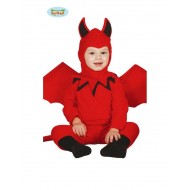 COSTUME DIAVOLETTO BABY 6/12 MESI COMPLETO TUTA INTERA/CODA/CAPUCCIO/ALI/ ROSSO X FESTE DI HALLOWEEN/CARNEVALE E PARTY