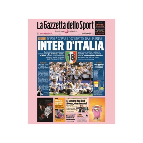 MOUSE PAD LA GAZZETTA DELLO SPORT INTER D ITALIA