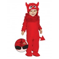 COSTUME ABALAN DIAVOLO BABY 12/24 MESI ROSSO PER FESTE DI HALLOWEEN CARNEVALE E PARTY VARI COMPL. TUNICA CODA CAPUCCIO