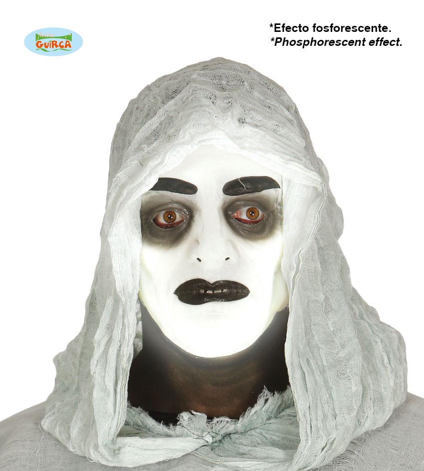 MASCHERA BIANCA SEMITRSPARENTE FLUORESCENTE UOMO X FESTE E
