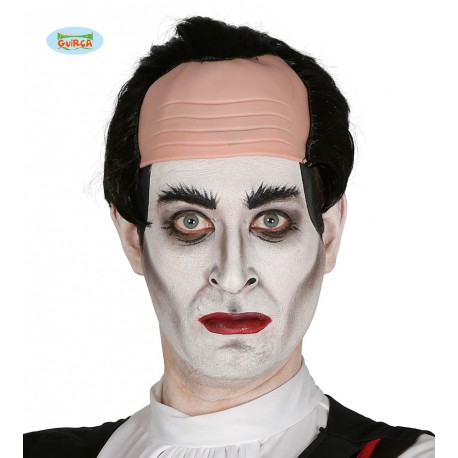 PARRUCCA CALVA VAMPIRO CAPELLI NERI CORTI X TRAVESTIMENTI DI HALLOWEEN/CARNEVALE E PARTY A TEMA.TOP QUALITY