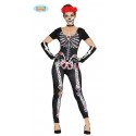 COSTUME SCHELETRO MESSICANO GIRL ADULTA TAGL.UN.GUANTI E TUTA PER TRAVESTIMENTI DI HALLOWEEN/CARNEVALE E PARTY A TEMA