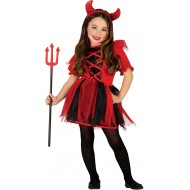 COSTUME CARNEVALE DIAVOLESSA BABY 3/4 ANNI VESTITO E DIADEMA X FESTE E TRAVESTIMENTI DI HALLOWEEN/CARNEVALE E PARTY