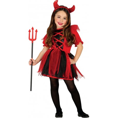 COSTUME CARNEVALE DIAVOLESSA BABY 3/4 ANNI VESTITO E DIADEMA X FESTE E TRAVESTIMENTI DI HALLOWEEN/CARNEVALE E PARTY