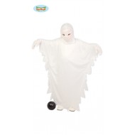 COSTUME FANTASMA BABY 5/6 ANNI BIANCO COMPL.TUNICA /CAPUCCIO/GUANTI X FESTE A TEMA E TRAVESTIMENTI HALLOWEEN/CARNEVALE