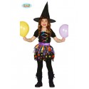 COSTUME STREGA BABY 5/6 ANNI VESTITO E CAPPELLO PER TRAVESTIMENTO HALLOWEEN/CARNEVALE E FESTA A TEMA