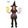 COSTUME STREGA BABY 10/12 ANNI VESTITO E CAPPELLO PER TRAVESTIMENTO HALLOWEEN/CARNEVALE E FESTA A TEMA