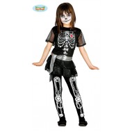 COSTUME SCHELETRO BABY 7/9 ANNI NERO DECORATO PER FESTE E TRAVESTIMENTI DI HALLOWEEN/CARNEVALE E PARTY A TEMA