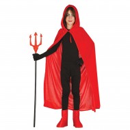 MANTELLO CON CAPUCCIO ROSSO DIAVOLO/CAPUCC.ROSSO. 100CM.100%POLIEST. ARTICOLI PER TRAVESTIMENTI DI HALLOWEEN/CARNEVALE