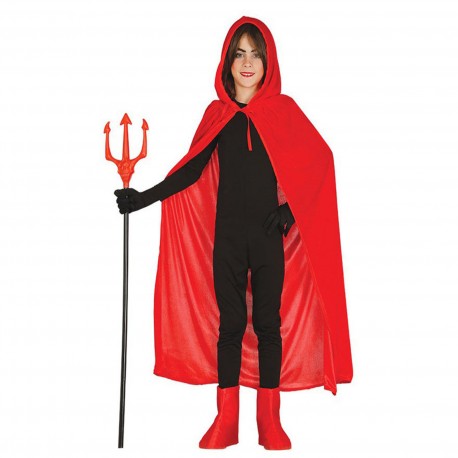 MANTELLO CON CAPUCCIO ROSSO DIAVOLO/CAPUCC.ROSSO. 100CM.100%POLIEST. ARTICOLI PER TRAVESTIMENTI DI HALLOWEEN/CARNEVALE