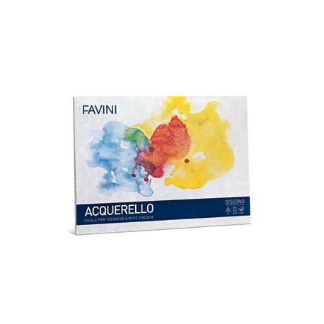 ALBUM ACQUERELLO 10 FOGLI CARTONCINO 350GR.250X350MM.IDEALE PER TECNICHE A BASE D"ACQUA CARTA TORCHON 20% COTONE.ITALY