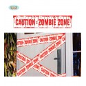 NASTRO CON SCRITTA CAUTION ZOMBIE ZONE 6 METRI X 12CM.IN PLASTICA I PER FESTE DI HALLOWEEN E PARTY A TEMA