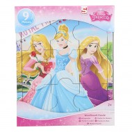 PUZZLE 9 PEZZI IN LEGNO DA 8,5X7,2CM. 24X30CM.COMPLETO.PRINCIPESSE DISNEY ORIGINAL SAMBRO 2+