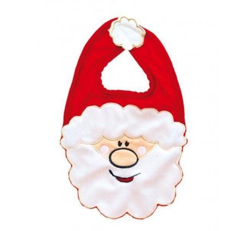 BAVAGLIA BIMBI BABBO NATALE SAGOMATA DECORATA 25X19CM.ARTICOLI PER FESTE DI NATALE 100% POLIESTER