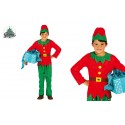 COSTUME ELFO BIMBO 3/4 ANNI PER TRAVESTIMENTI DI NATALE E CARNEVALE VESTITO COMPLETO CAPPELLO/CASACCA/PANTALONI/CINTUR