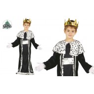 COSTUME PER NATALE RE MAGIO GASPARE BIMBO 7/9 ANNI VESTITO TURCHESE MANTELLO BIANCO A POIS NERI STRISCIA CENTRALE BLU