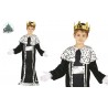 COSTUME PER NATALE RE MAGIO GASPARE BIMBO 5/6 ANNI VESTITO TURCHESE MANTELLO BIANCO A POIS NERI STRISCIA CENTRALE BLU
