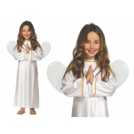 COSTUME ANGELO BABY 7/9 ANNI VESTITO COMPLETO DI ALI BIANCO PER FESTE E TRAVESTIMENTI DI NATALE CARNEVALE E PARTY A TEMA